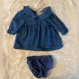 Cat & Jack size 0-3 months denim dress with bloomers